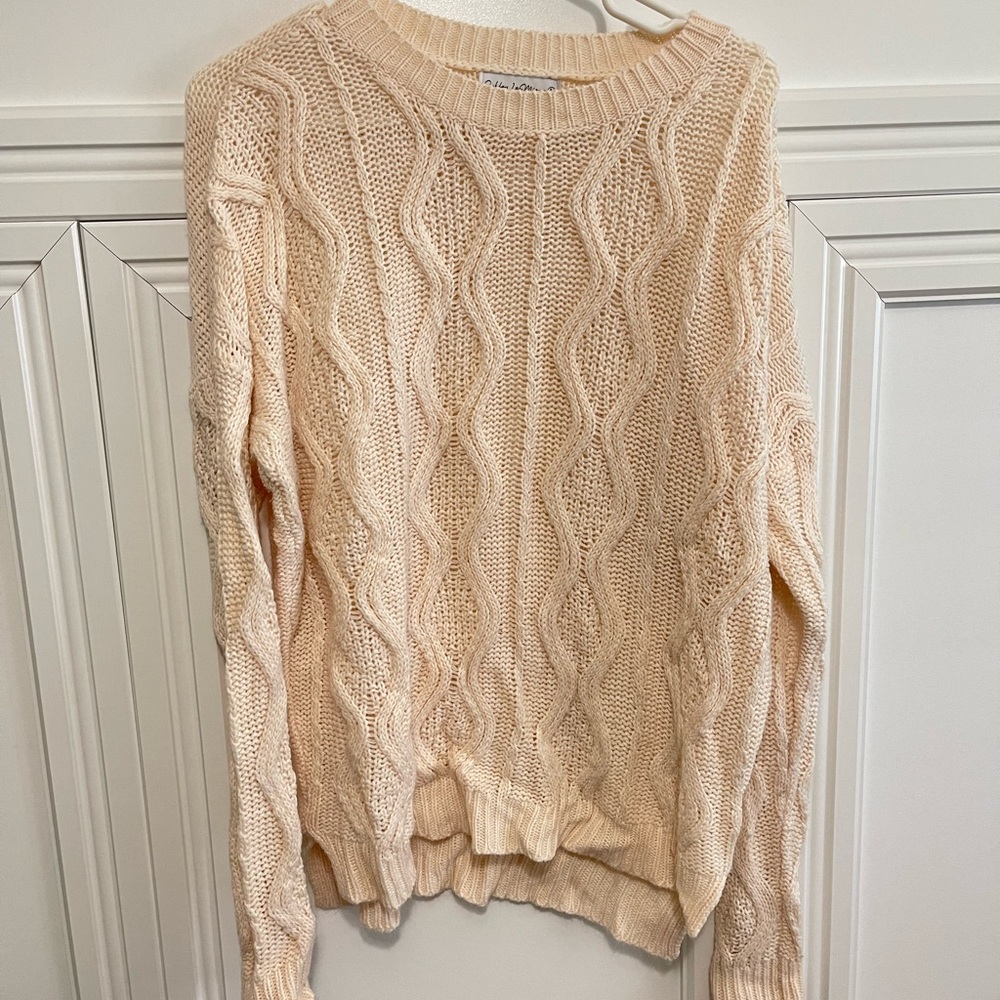 Elegant Cream Cable Knit Sweater